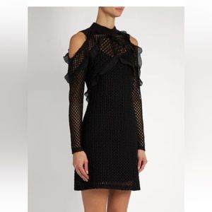 SELF PORTRAIT PURL KNIT COLD SHOULDER  BLACK DRESS sz 6